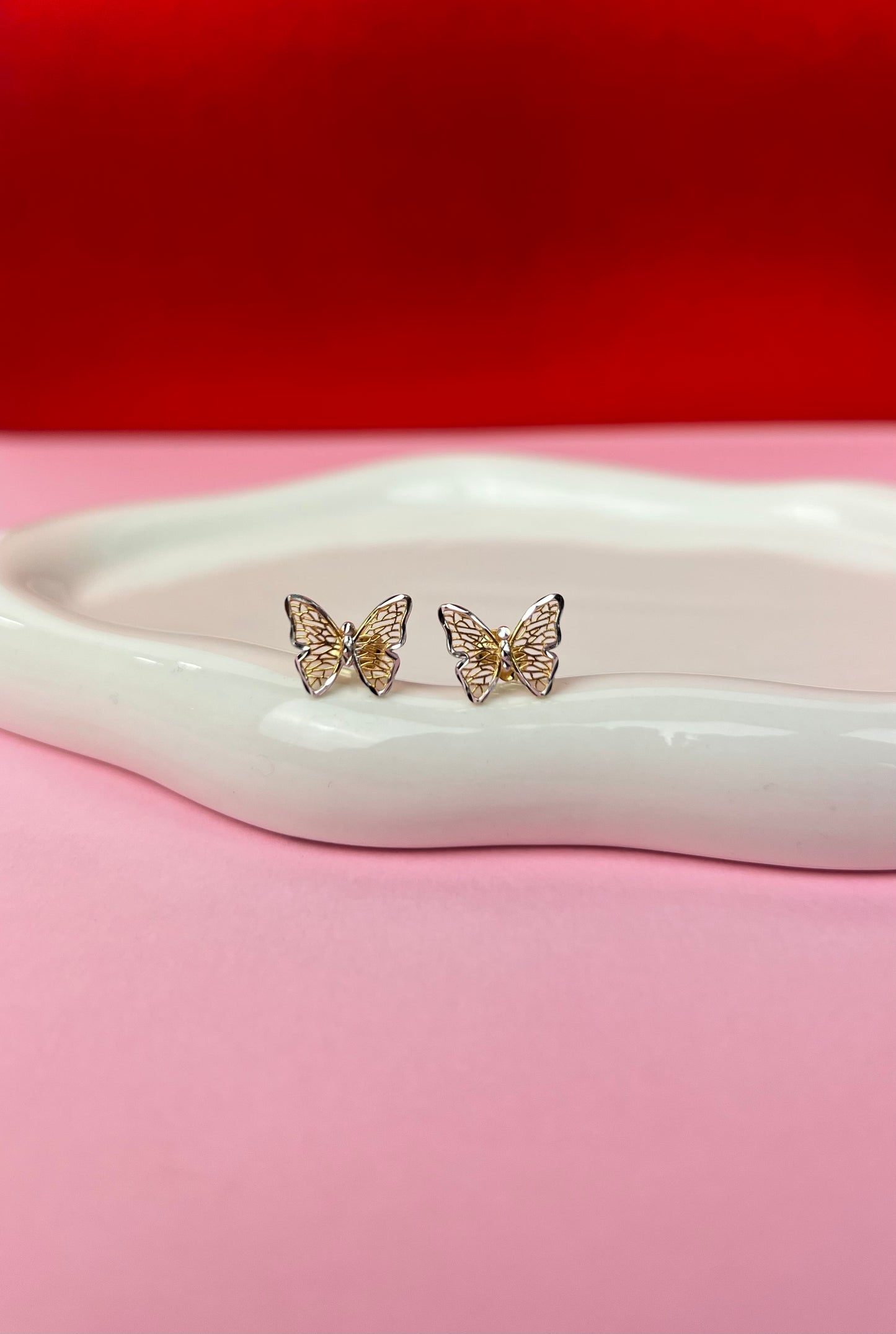 Zarcillos mariposa 2 tonos