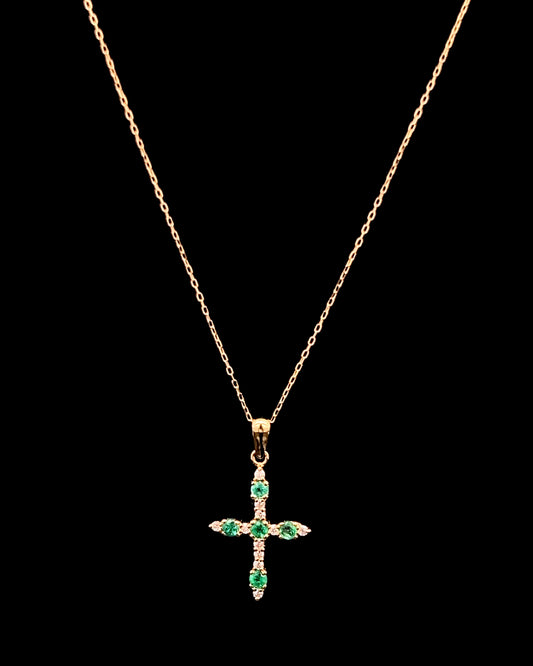 Cadena aro seguido esmeralda y zirconia
