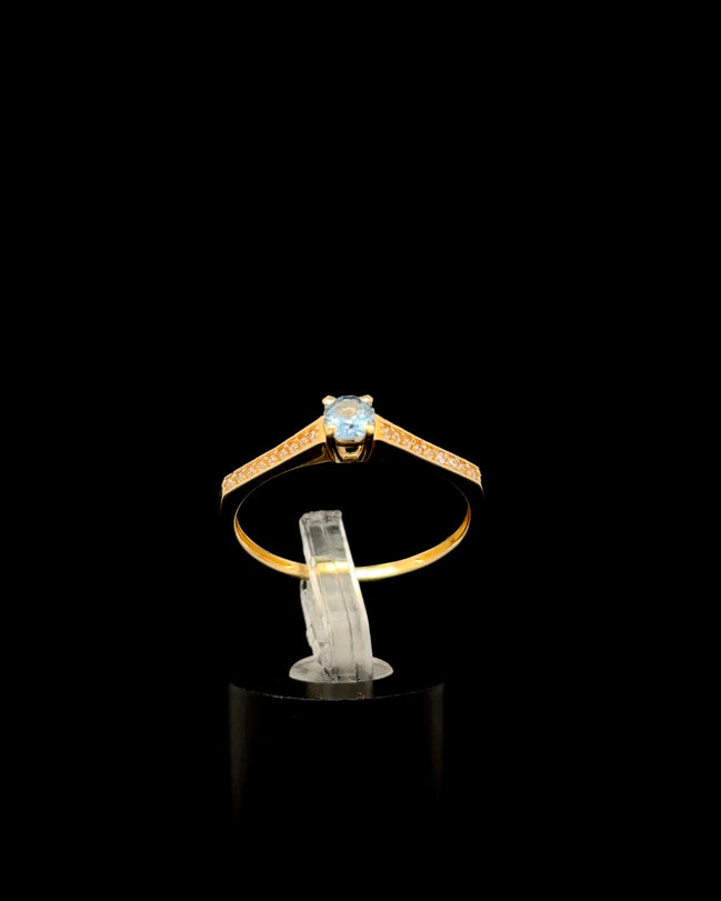 Anillo solitario azul 9