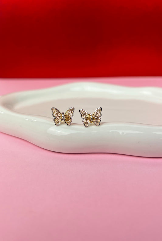Zarcillos mariposa 2 tonos