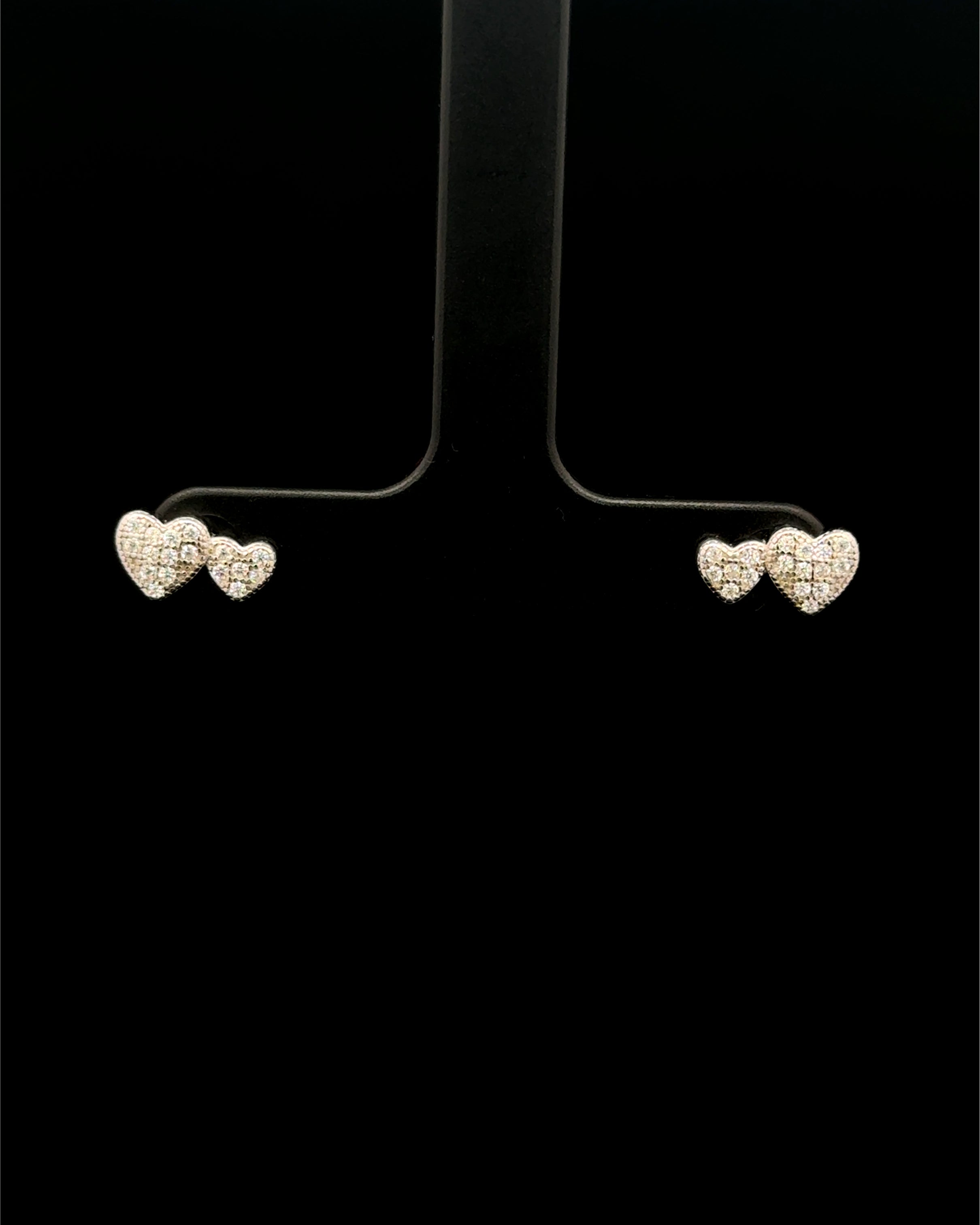Zarcillos Doble Corazón Plata 925