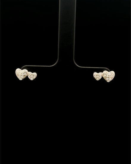 Zarcillos Doble Corazón Plata 925