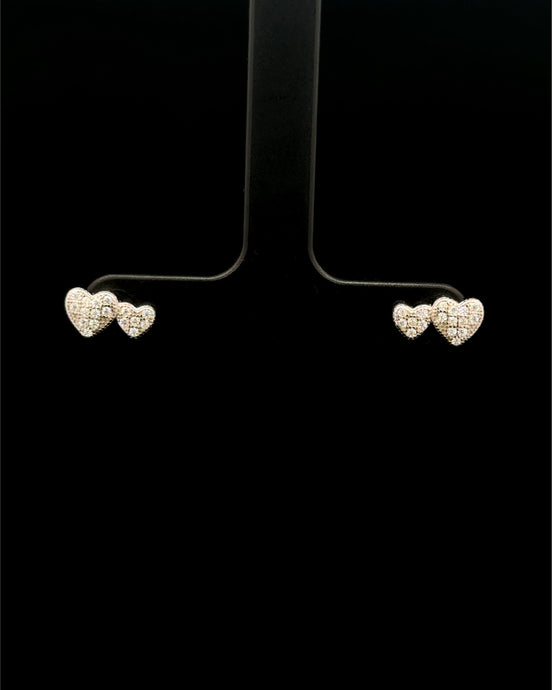 Zarcillos Doble Corazón Plata 925
