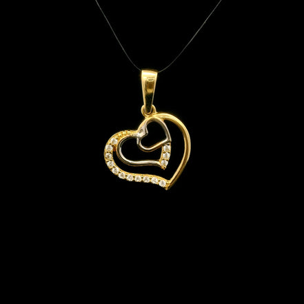 Dije corazón  doble brillante