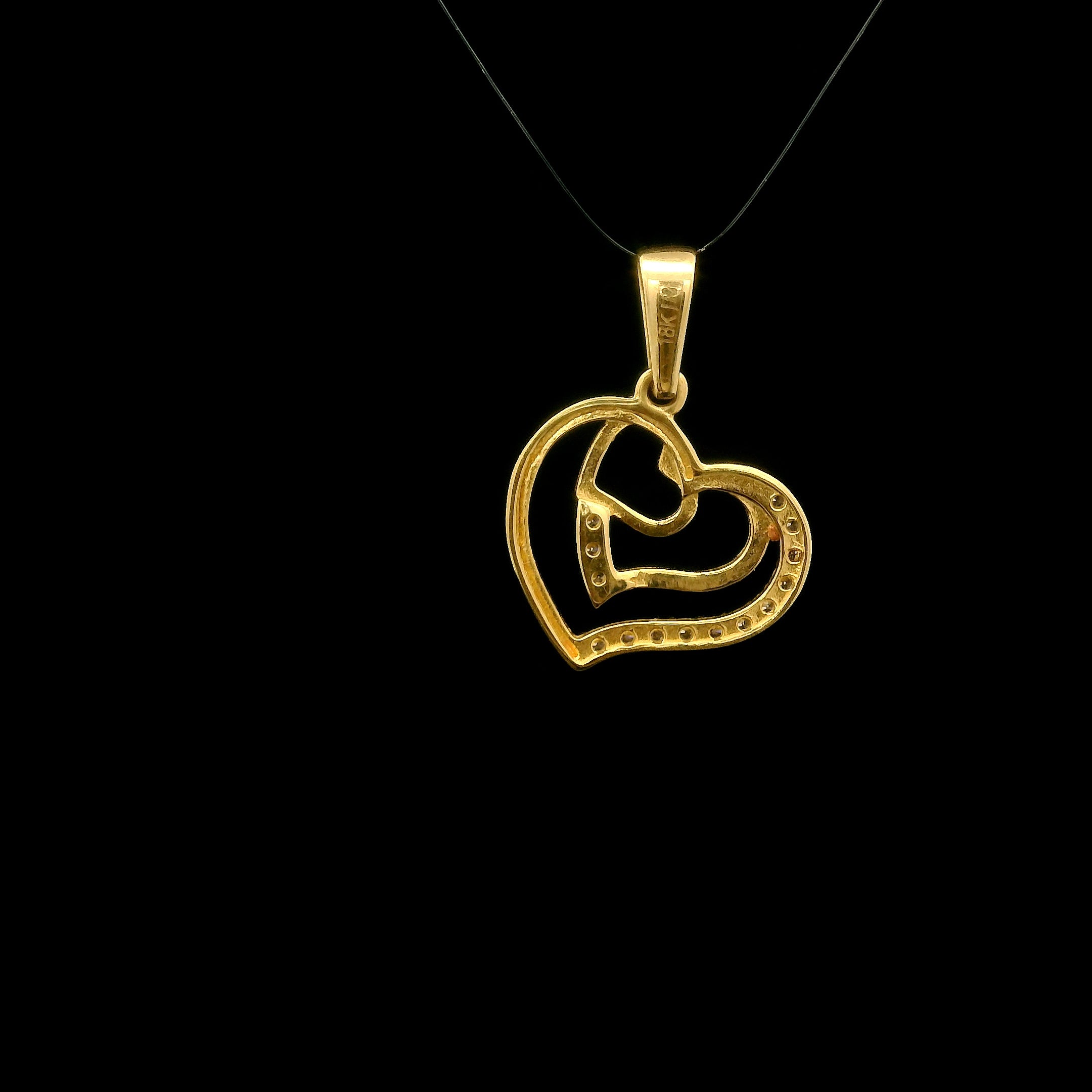 Dije corazón  doble brillante