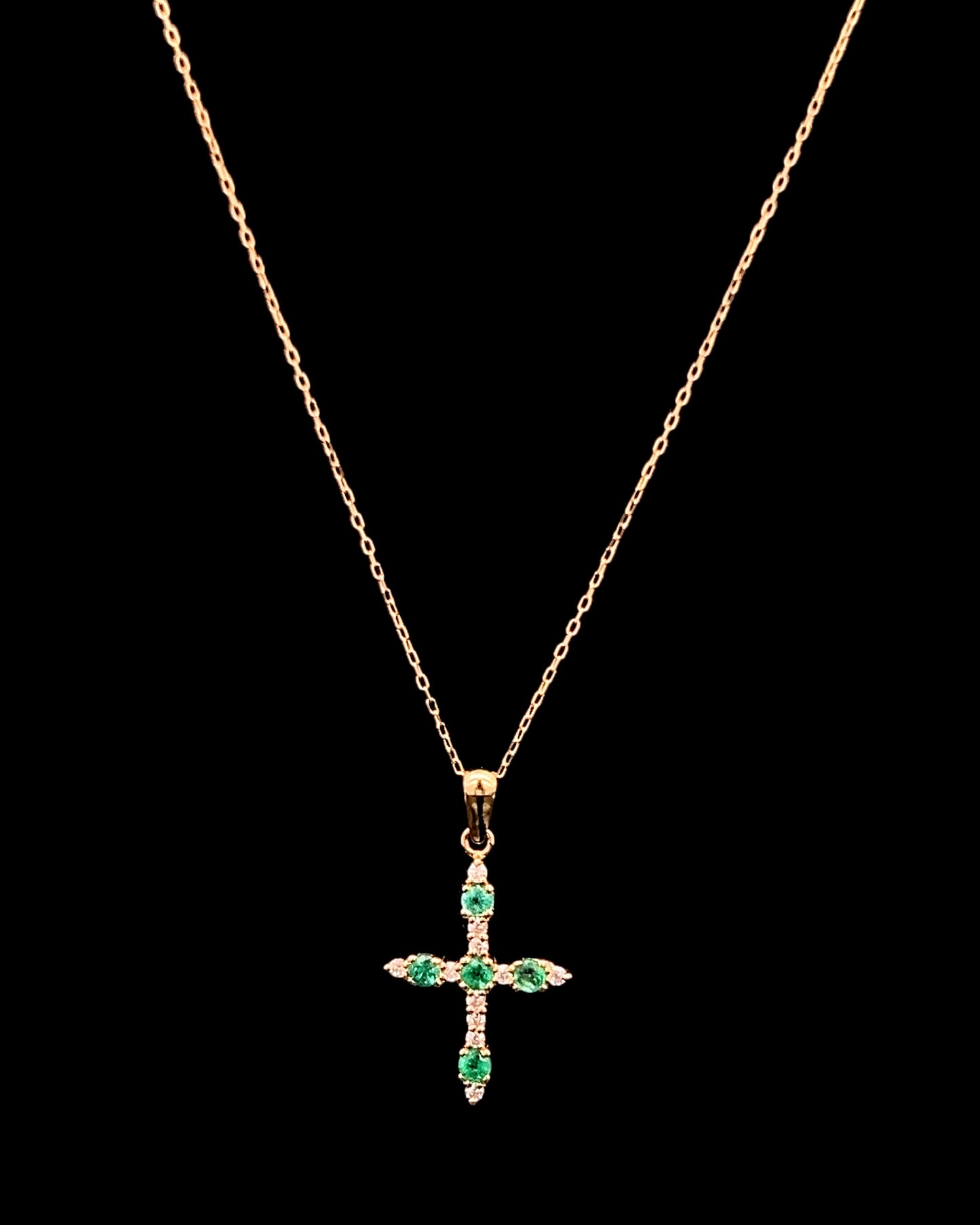 Cadena aro seguido esmeralda y zirconia