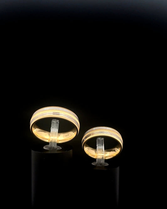 Alianzas de matrimonio dos tonos rayadas